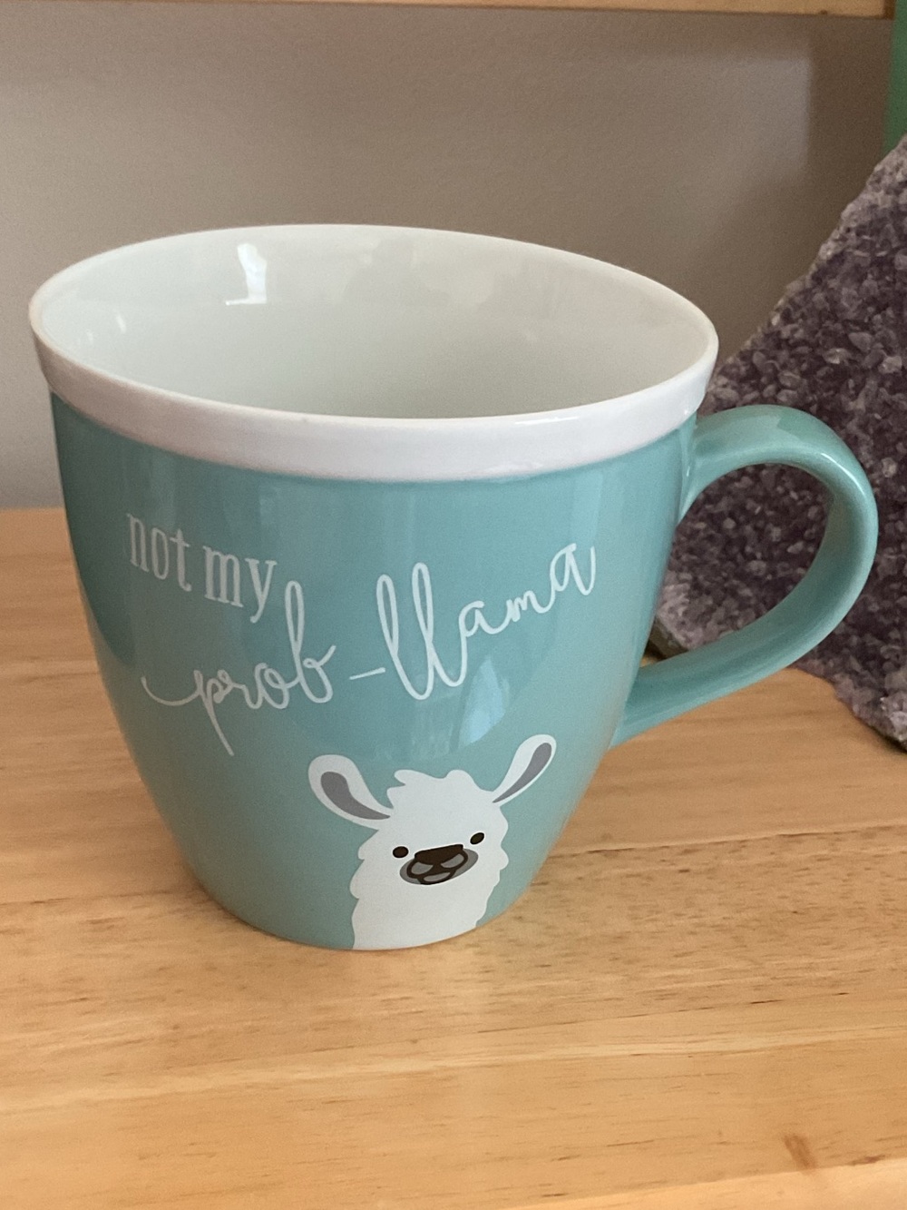 COLLINS Ceramic Mug “Not my Prob-llama” Turquoise & White